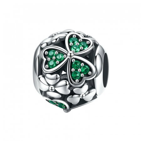 Talisman argint flori si fruze trifoi cu zirconii verzi [0]