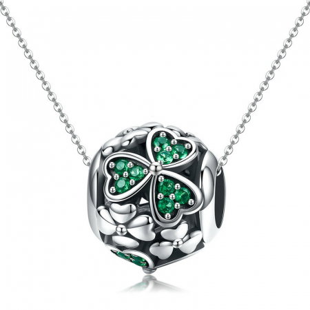 Talisman argint flori si fruze trifoi cu zirconii verzi [1]