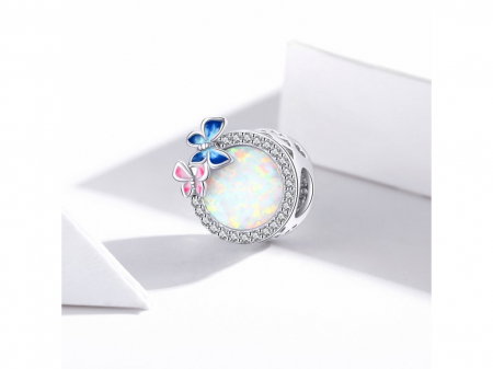 Talisman argint fluturi de primavara placat cu rodiu [5]