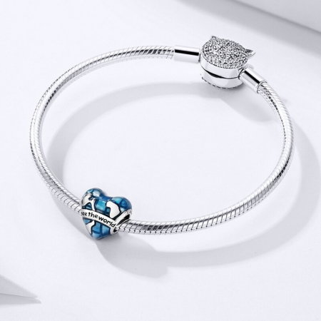 Talisman argint inima Calatorie Fericita placat cu rodiu [2]