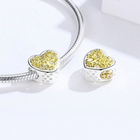 Talisman argint inima Copacul Vietii placat cu rodiu si aur [4]