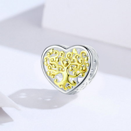 Talisman argint inima Copacul Vietii placat cu rodiu si aur [2]