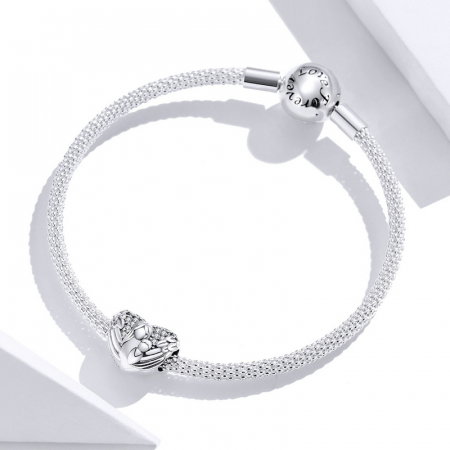 Talisman argint inima cu aripi de inger, mama si pruncul, si zirconii [3]