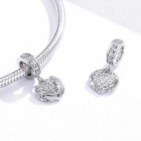 Talisman argint inima cu aripi de inger si zirconii [1]