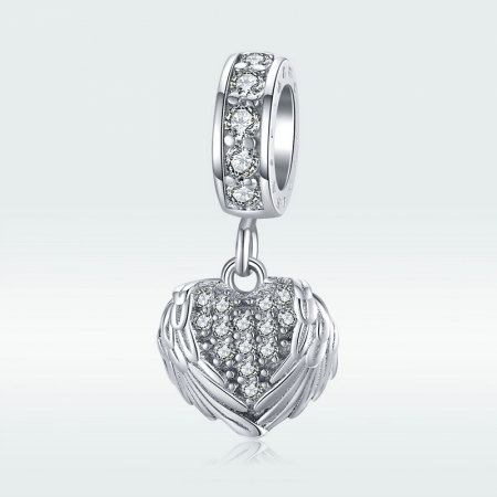 Talisman argint inima cu aripi de inger si zirconii [3]