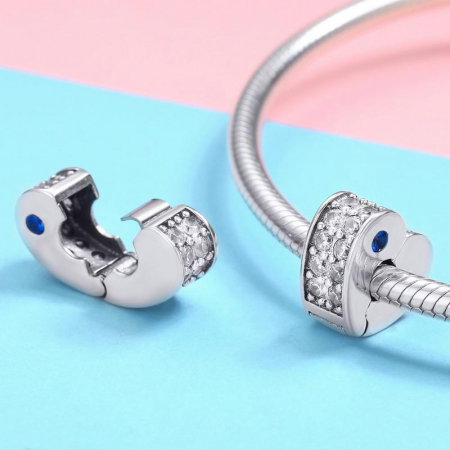 Talisman argint inima cu Clips si zirconii [2]