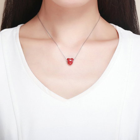 Talisman argint inima cu trandafiri placat cu rodiu [4]