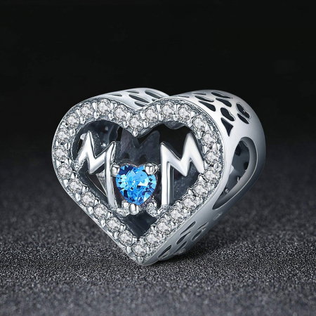 Talisman argint inima MoM si zirconiu roz [2]