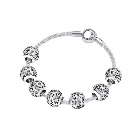 Talisman argint litera A cu model floral [4]