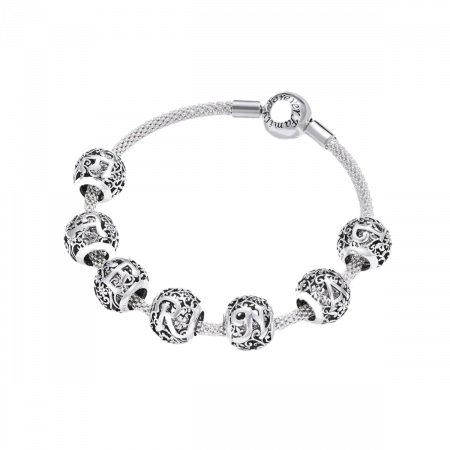 Talisman argint litera A cu model floral [2]