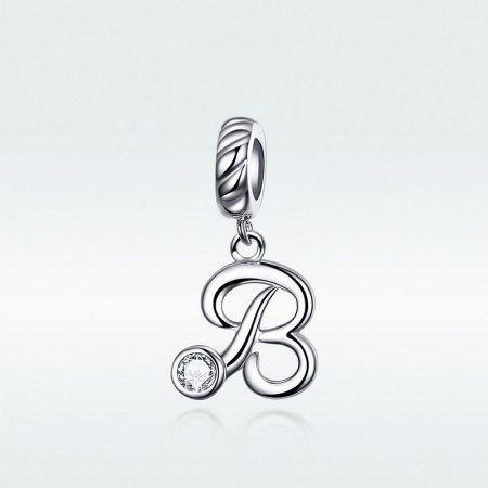 Talisman argint litera B cu zirconiu [6]