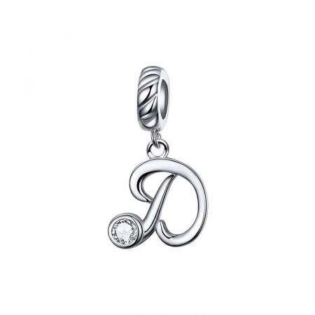 Talisman argint litera D cu zirconiu