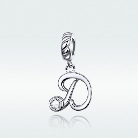 Talisman argint litera D cu zirconiu [2]
