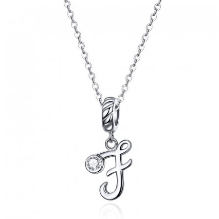 Talisman argint litera F cu zirconiu [1]