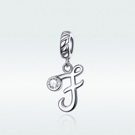 Talisman argint litera F cu zirconiu [3]