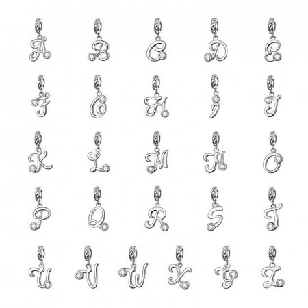 Talisman argint litera F cu zirconiu [4]