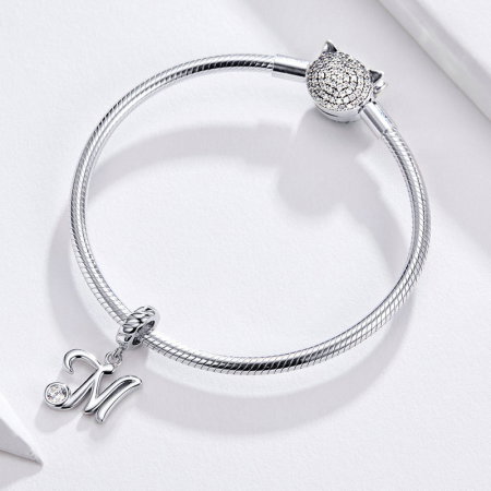 Talisman argint litera M cu zirconiu [2]