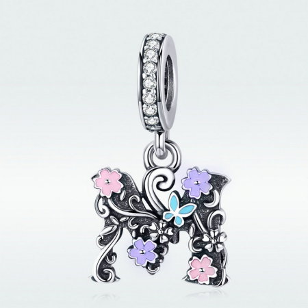 Talisman argint litera M floral [1]