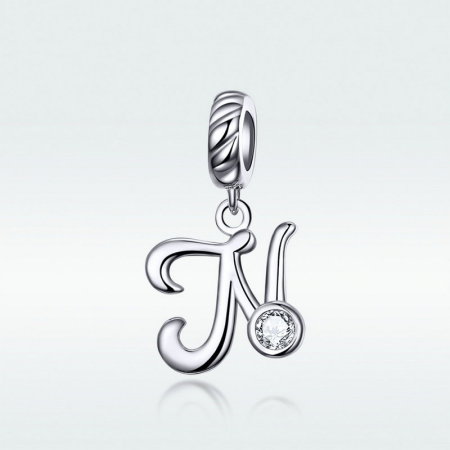 Talisman argint litera N placat cu rodiu [3]