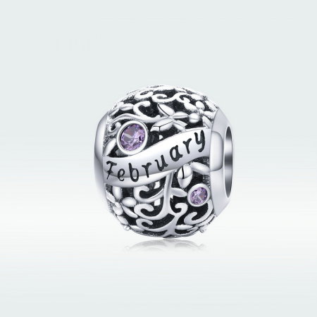 Talisman argint luna Februarie cu zirconiu [5]