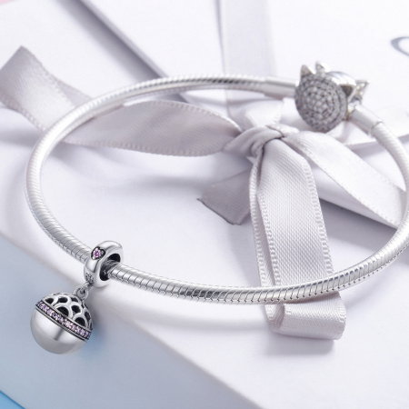 Talisman argint medalion cu inimioara roz [2]