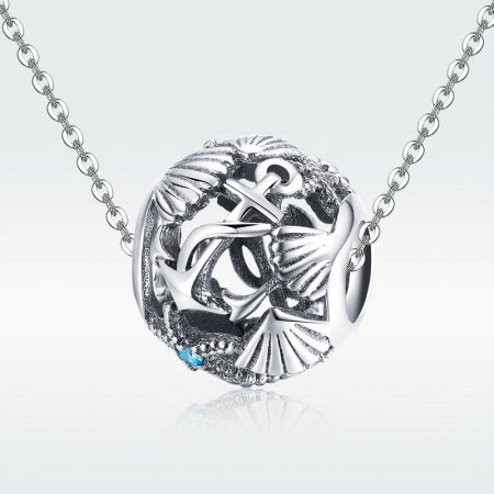 Talisman argint plaja tropicala, scoici si ancora [2]