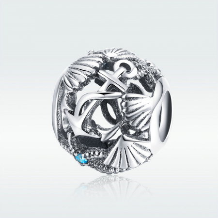 Talisman argint plaja tropicala, scoici si ancora [3]