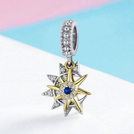 Talisman argint soarele si luna placat cu rodiu si aur [4]