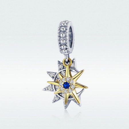 Talisman argint soarele si luna placat cu rodiu si aur [1]