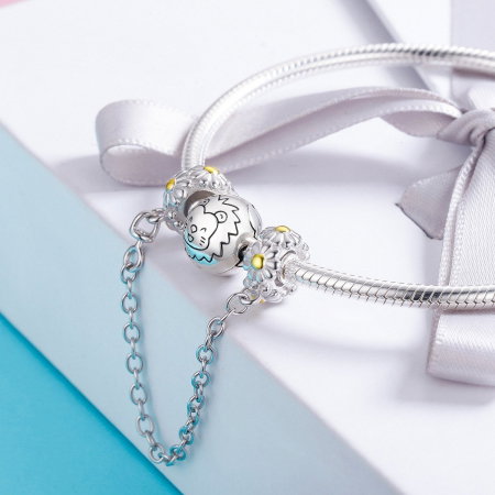 Talisman cu lant de siguranta din argint cu flori [3]