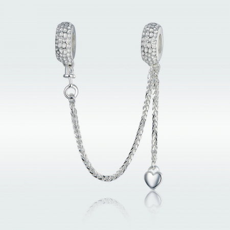 Talisman cu lant de siguranta din argint cu inimioara placat cu rodiu [4]