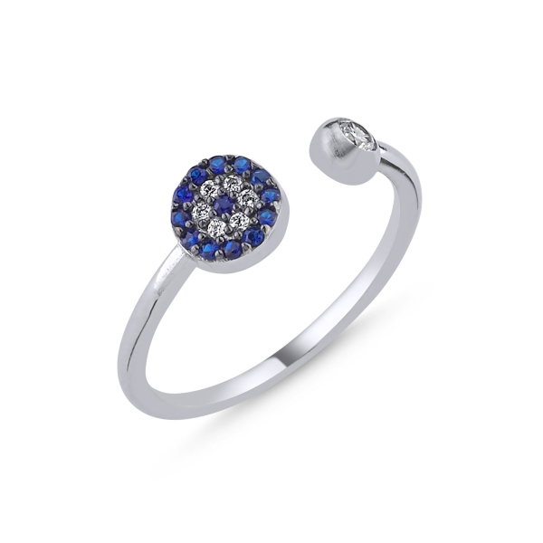 Inel reglabil argint 925 rodiat cu zirconii albe si albastre - Be Elegant ITU0109 reglabil, reglabila, 53 mm, 16.9 mm