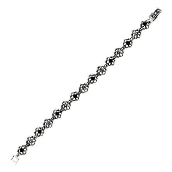 Bratara argint 925 cu floricele si marcasite si aspect vintage - Be Nature BTU0210 20 cm