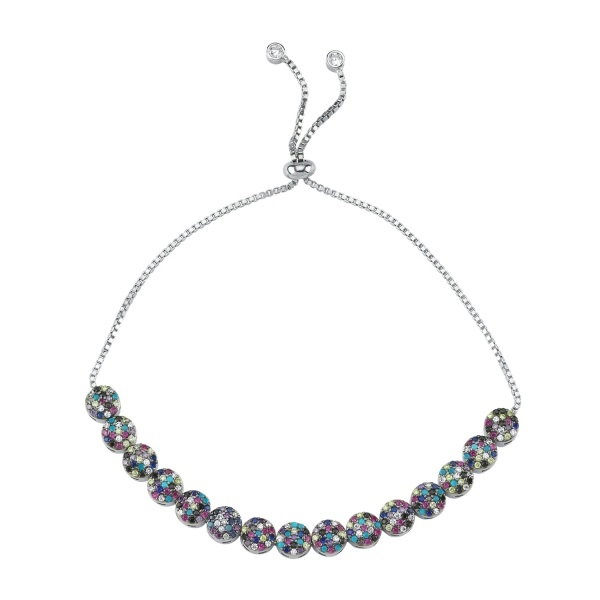 Bratara reglabila din argint 925 cu zirconii multicolore 24 cm
