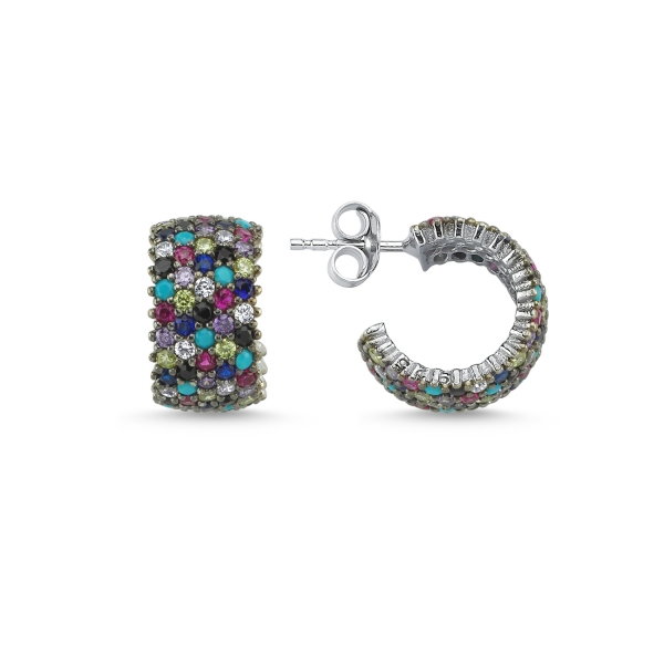 Cercei argint 925 rodiat Eternity cu zirconii multicolore ETU0036