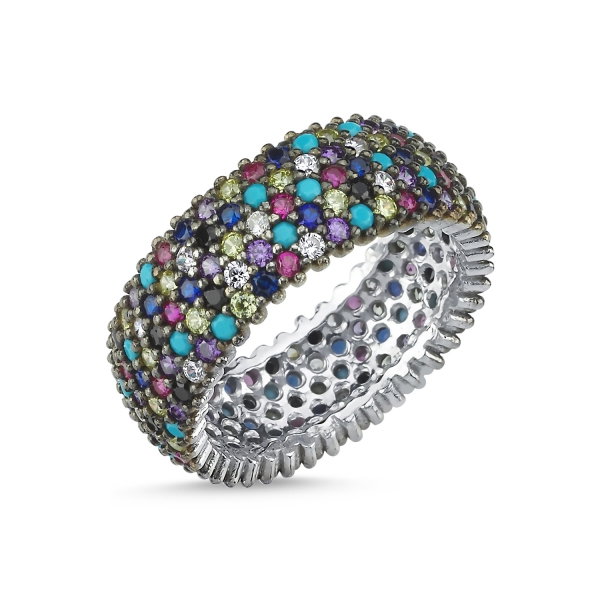 Inel argint 925 cu zirconii multicolore 16,1 mm (5,5 US), 50,5 mm (5,5 US), 50.5 mm, 16.1 mm
