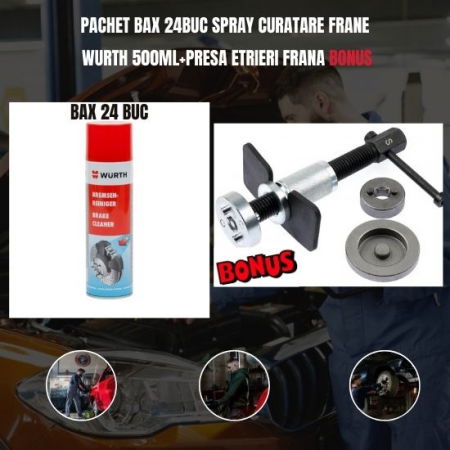 Pachet Bax 24buc Spray curatare frane Wurth 500ml+Presa etrieri frana BONUS