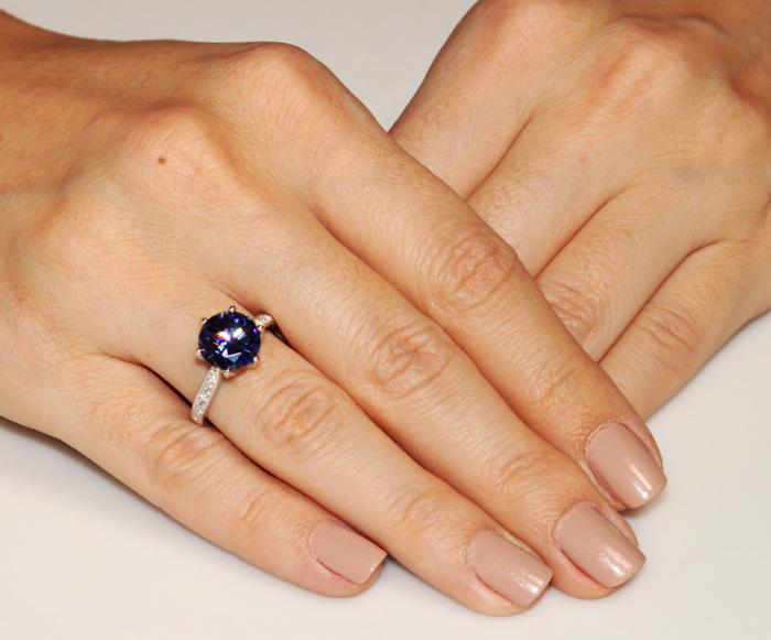 Inel Borealy Argint 925 Blue Simulated Tanzanite 3 Carat Luxury Ring Marimea 6 [2]