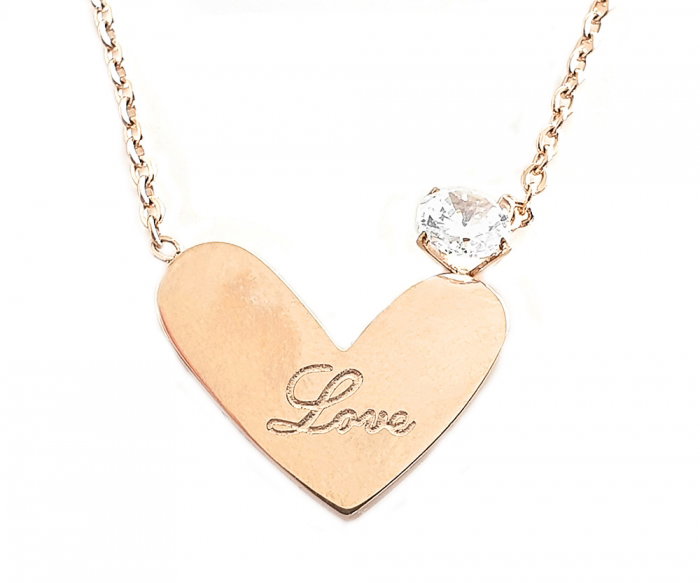 Colier Love Placat cu Aur Roz de 18 k [1]