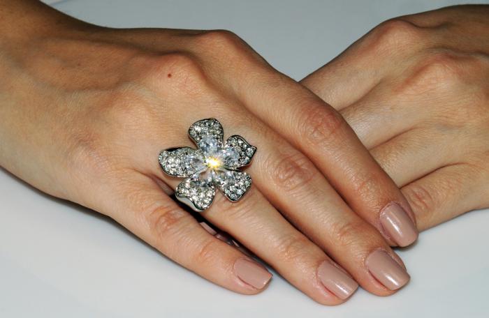Inel Borealy Crystal Pear Cut 12 carate Queen Flower [3]