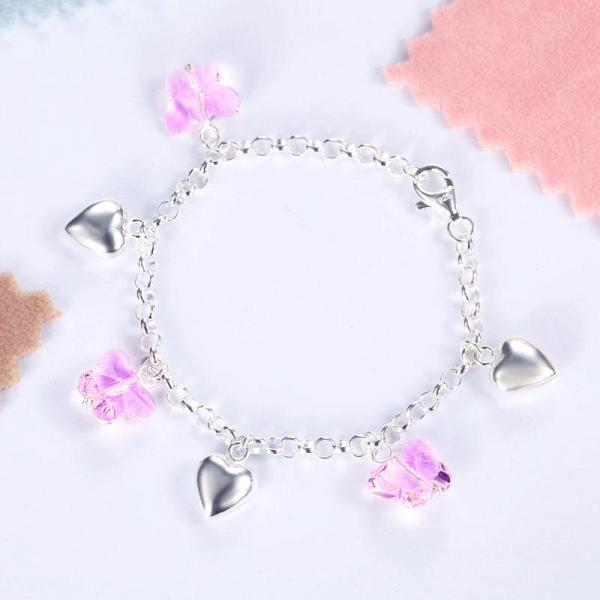 Bratara pentru Copii Borealy Argint 925 Pink Heart Butterfly [3]