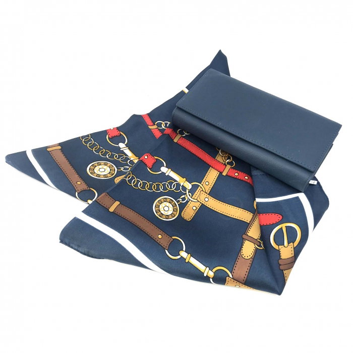 Portofel Navy Blue piele naturala & Esarfa Borealy [1]