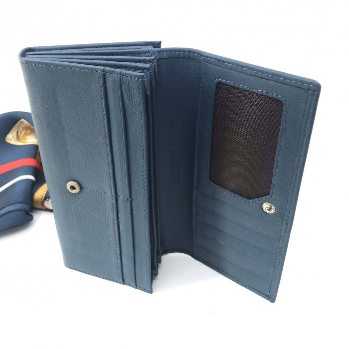Portofel Navy Blue piele naturala & Esarfa Borealy [3]