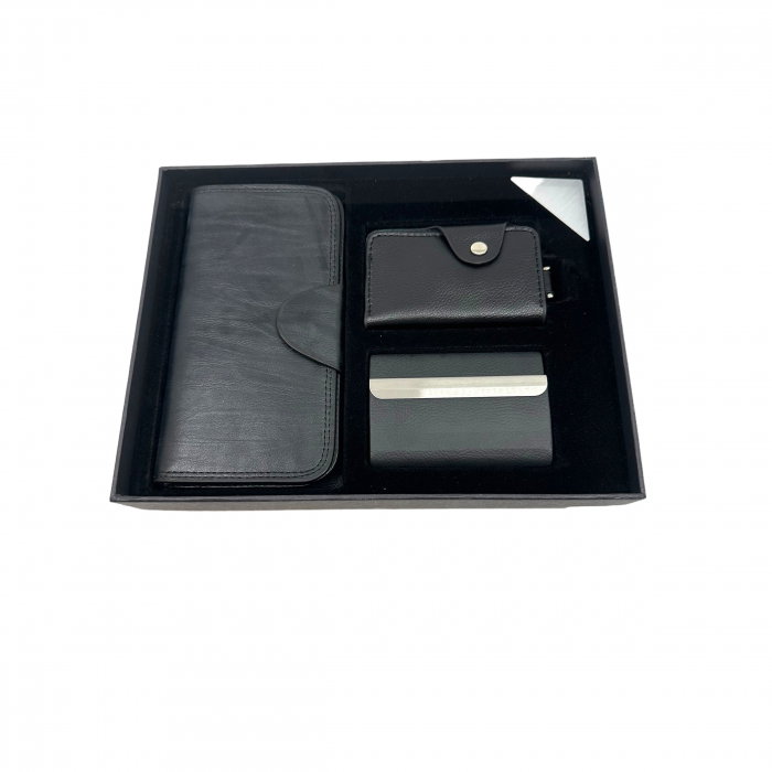 Black Gentleman Gift Set: Portofel, Breloc, Suport carti de vizita [1]