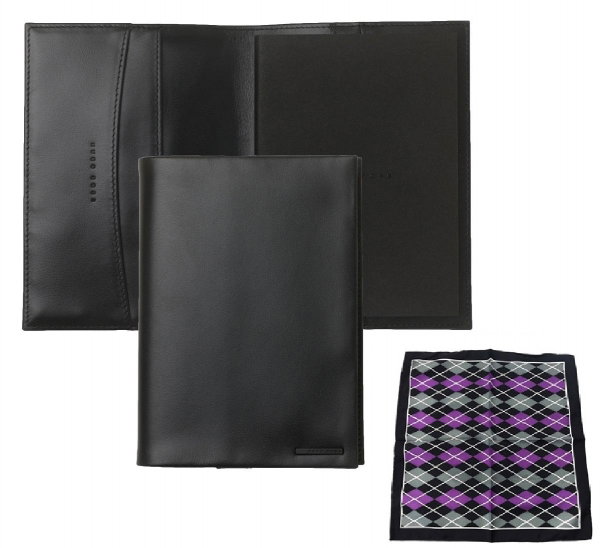 Black Leather Gift Set Mapa Agenda Hugo Boss si Batista costum matase naturala [1]
