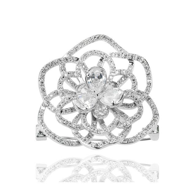 Set Borealy Simulated Sapphire Colier, Cercei, Brosa si Inel Camellia Luxury [12]