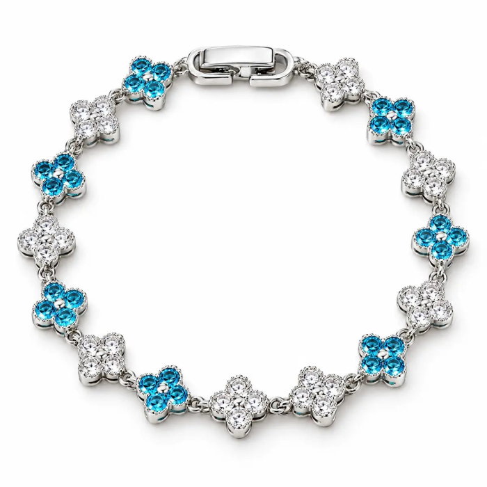 Brățară florală Blue Blossom cu cristale albastre și transparente [1]