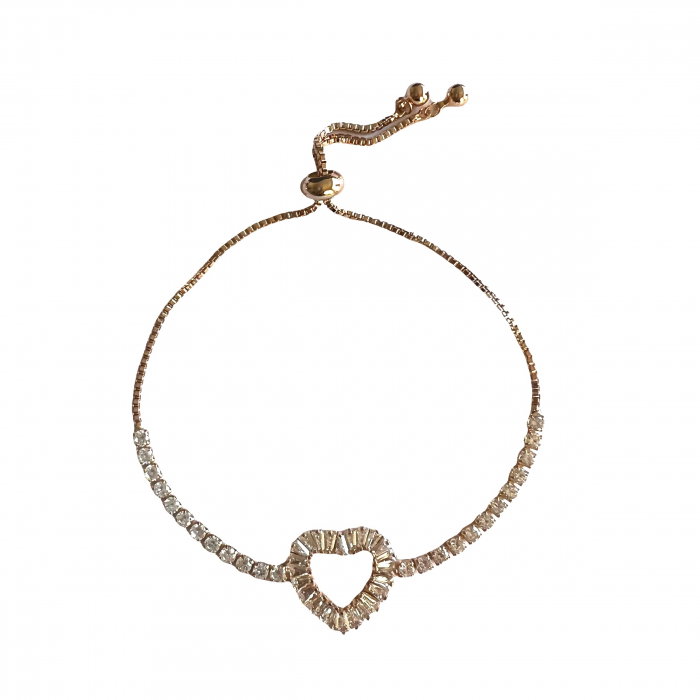 Brăţară Classic Heart Tennis Simulated Diamonds Gold [3]