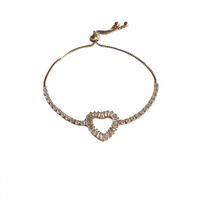 Brăţară Classic Heart Tennis Simulated Diamonds Gold [2]