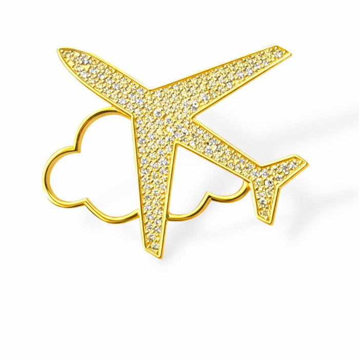 Broșă Avion cu Nor – Accesoriu Elegant pentru Pasionații de Călătorii [1]